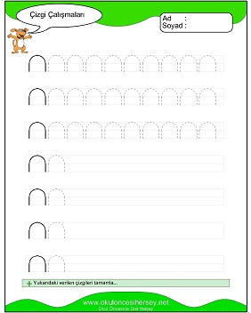 okul öncesi çizgi çalışma sayfaları
